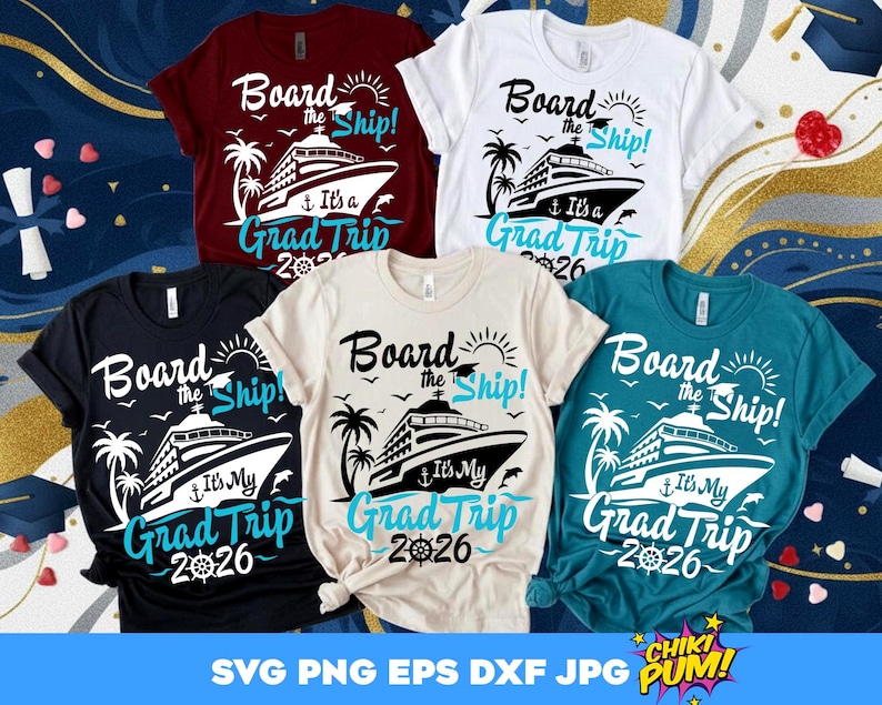 It's a Graduation Trip 2026 | It's My Graduation Trip Cruise 2026 SVG PNG: B&W T-Shirt Cruise Designs ready for Sublimation/Dtf