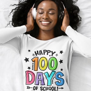 Happy 100 days of School T-shirt SVG, 100 days of School PNG, 100 days shirt svg cut files & PNG sublimation dtf