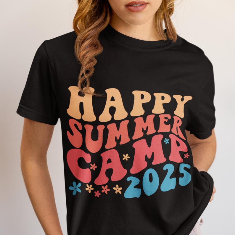 Happy Summer Camp 2025 svg, Retro Summer Camp svg, wavy, Summer Camp PNG, Summer Camp Cut Files