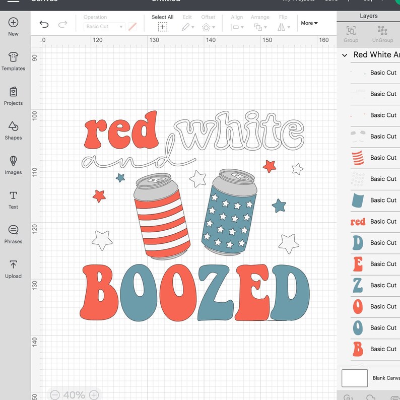 Pu&ograve; includere: Grafica rosso, bianco e blu con il testo "red white and boozed" e due lattine con disegni di bandiere americane.