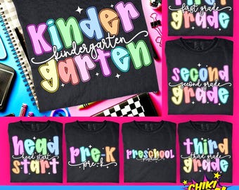 Neon Back to School SVG Bundle: First Day, Preppy Designs (Digital Download