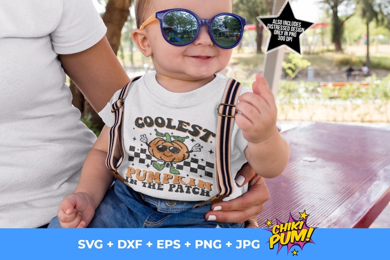 Coolest Pumpkin In The Patch SVG, Distressed Png, Retro Pumpkin Png, Fall Svg, Boy Halloween Shirt, Thanksgiving Png and Svg Files Cricut