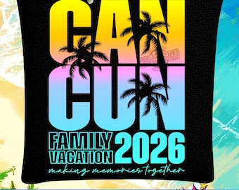 Cancun 2026 Semester SVG PNG: Mexiko Strand Familjeresa T-shirt Designfiler (Digital Nedladdning)