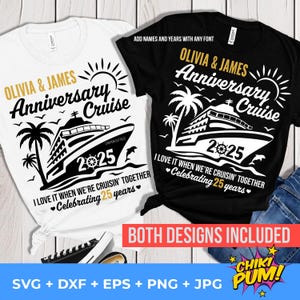 Crucero de aniversario 2025 SVG, Aniversario de bodas SVG, Pareja en crucero 2025 SVG, Diseño de celebración de aniversario personalizado SVG, PNG, EPS, DXF, JPG