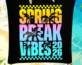 Spring Break Vibes 2026 SVG PNG: Retro Checkered Vacation Design (Digital Download)