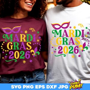 Mardi Gras 2026 SVG, Mardi Gras SVG, Fat Tuesday matching shirts, Mardi gras shirt SVG, Mardi gras cut files