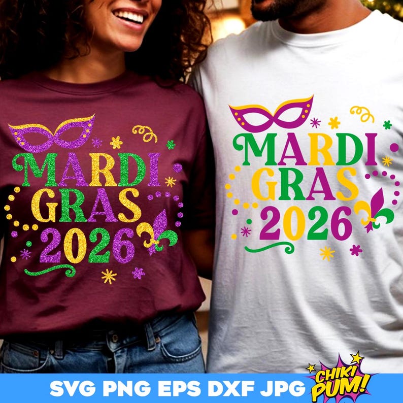 Mardi Gras 2026 SVG, Mardi Gras SVG, Fat Tuesday matching shirts, Mardi gras shirt SVG, Mardi gras cut files