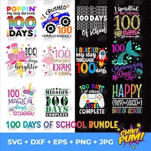 Bundel 100 dagen school, 100 dagen school svg, 100e schooldag, Eenhoorn, Mission 100 Days, Crushed 100 Days, Mermaizing Days