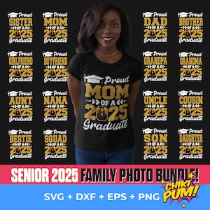 Paquete SVG de graduado, familia orgullosa de un graduado de 2025, graduación 2025, orgulloso senior Svg, familia a juego Svg, inserción de foto de graduado de 2025
