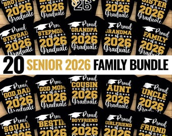 Paquete SVG PNG de Familia Graduada 2026: Archivos de corte para estudiantes de último año orgullosos (descarga digital)