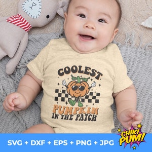 Coolest Pumpkin In The Patch SVG, Distressed Png, Retro Pumpkin Png, Fall Svg, Boy Halloween Shirt, Thanksgiving Png and Svg Files Cricut