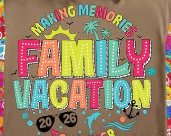 Preppy Family Vacation 2026 PNG: Summer Vacation Design Making Memories Together (Digital Download)