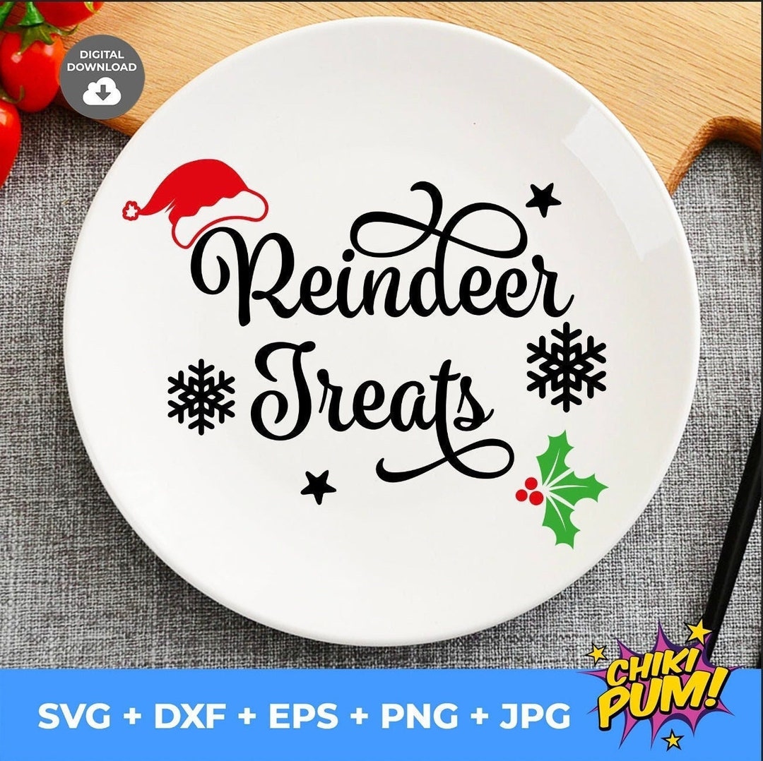 Reindeer Treats Svg Png JPG EPS DXF Christmas Plate for - Etsy
