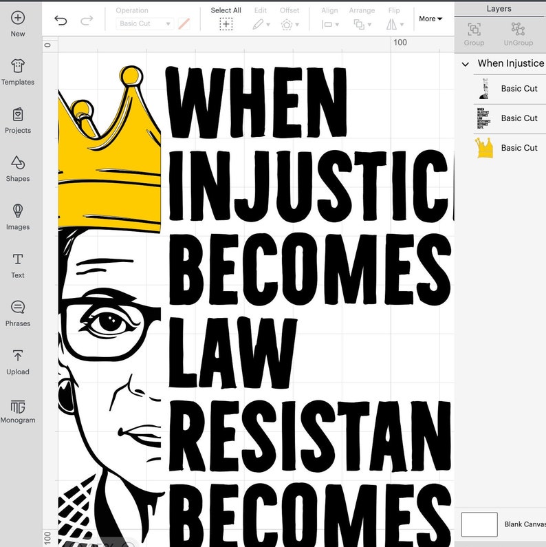 RBG Resist SVG PNG: Injustice Becomes Law, Resistance Cut Files ...