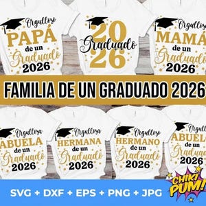 T-shirtontwerpen Spaanse afgestudeerde familie 2026: SVG PNG Cricut-silhouet (digitale download)