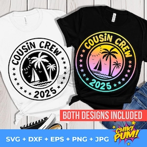 Cousin Crew 2025 SVG, Cousin Crew de verano SVG, Vacaciones en la playa SVG, Reunión familiar SVG, Archivos de corte de camisetas de Cousin Crew