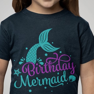 Birthday Mermaid svg, Mermaid Tail svg, Mermaid girl svg, Mermaid Party Tshirt image 3