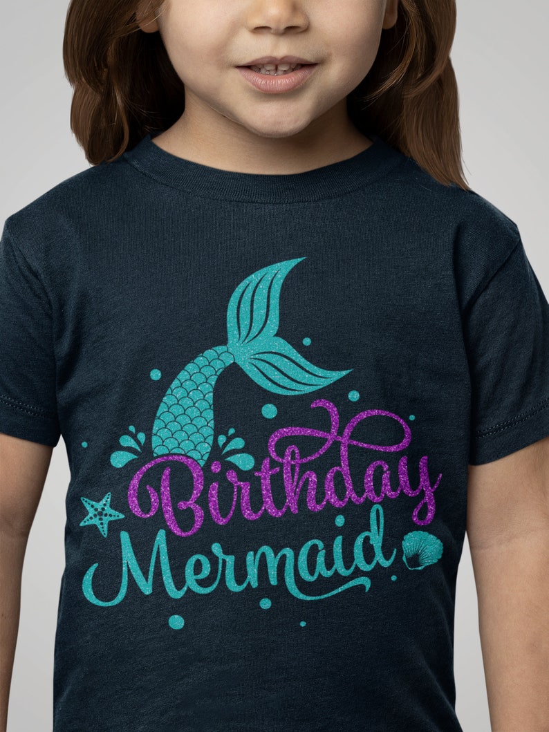 Birthday Mermaid svg, Mermaid Tail svg, Mermaid girl svg, Mermaid Party Tshirt image 3