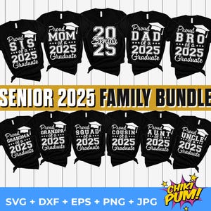 Paquete de familia orgullosa 2025 SVG, paquete familiar SVG, familia senior 2025, clase senior de 2025, paquete familiar de graduación SVG, graduado 2025 Png