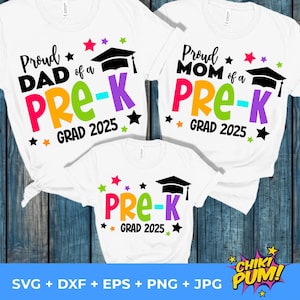 Pre-K Graduation 2025 Family SVG PNG Bundle: Proud Mom, Dad (Digital Download)