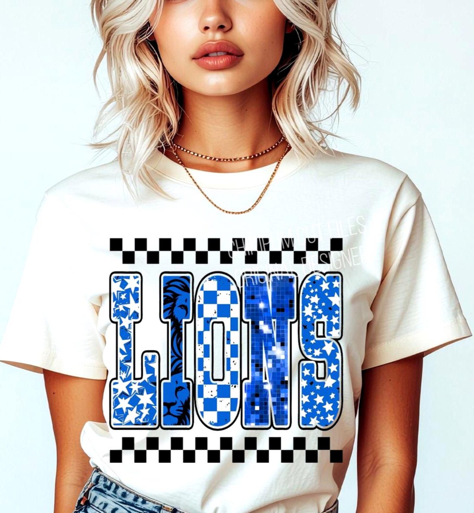 Leon Letters Preppy Lions PNG, Checkered Star Letters With Leon Head, Football Game ...