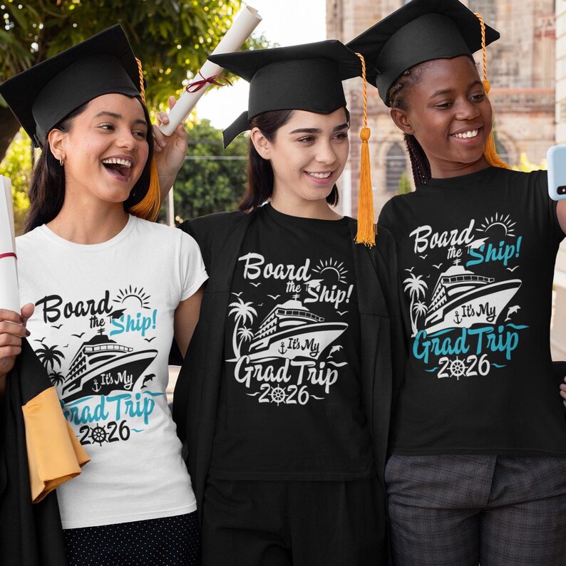 It's a Graduation Trip 2026 | It's My Graduation Trip Cruise 2026 SVG PNG: B&W T-Shirt Cruise Designs ready for Sublimation/Dtf