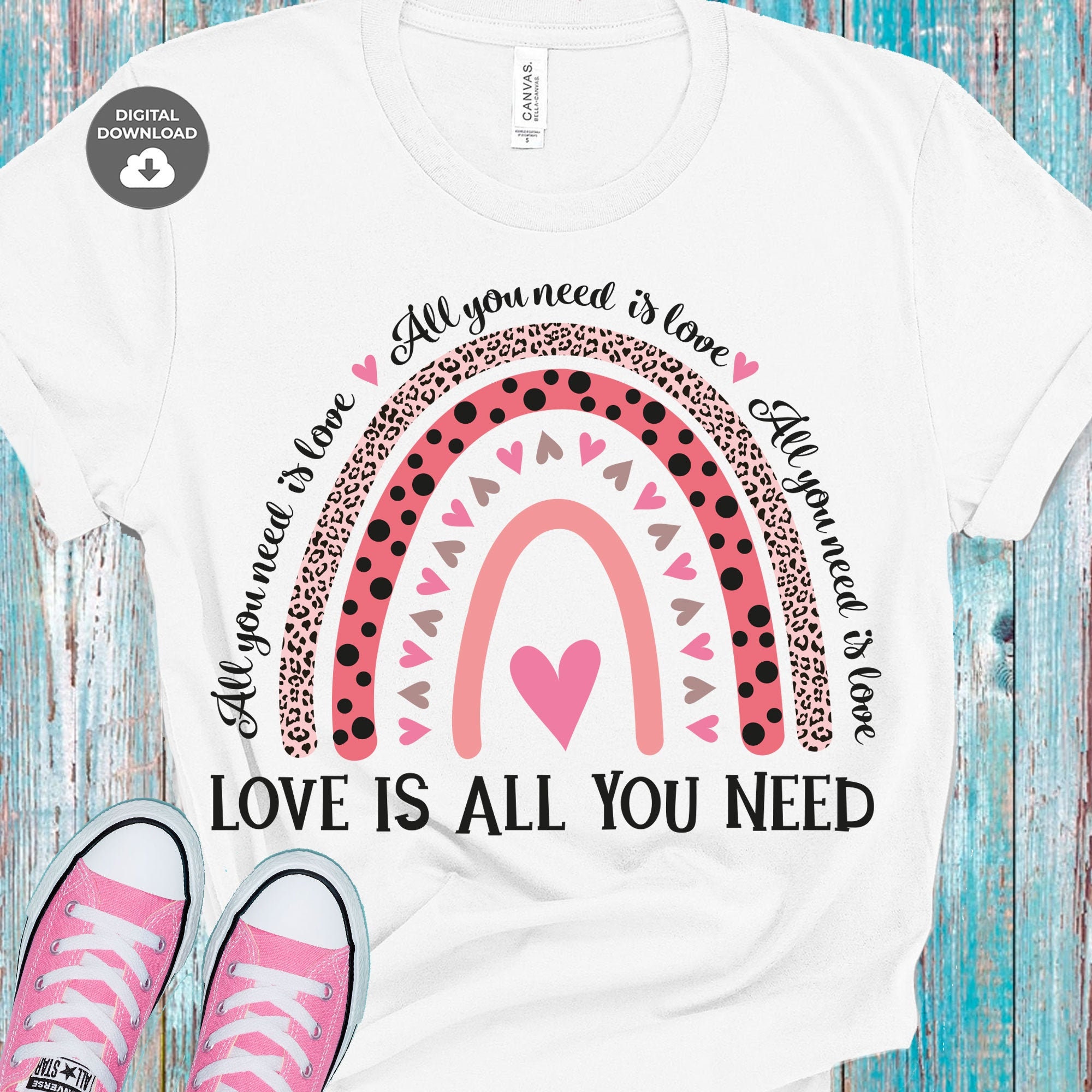 Download All you need is love rainbow Valentines Rainbow SVG | Etsy