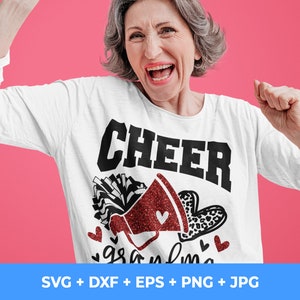 Cheer Grandma Svg, Football Leopard Print Heart Svg, Leopard Glitter Red Cheerleader Svg, Cheer Group Shirts Svg, Iron On Png