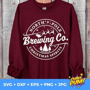 North Pole Brewing Co. SVG PNG Bundle: Santa Sleigh, Hot Chocolate (Digital Download)