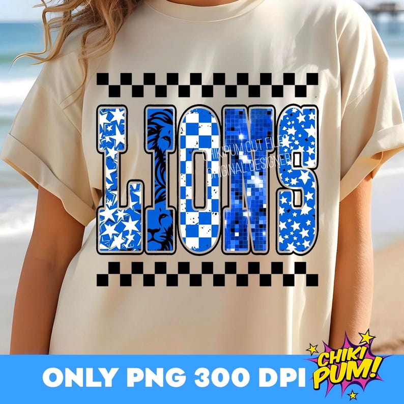 Leon Letters Preppy Lions PNG, Checkered Star Letters With Leon Head, Football Game ...