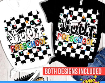 Peace Out Preschool SVG, Preschool Graduate SVG, Preschool Grad 2026, Preschool afstuderen shirt, geruite Svg Png