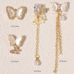 Butterfly Flower Zircon Nail Charm - 3D Nail Charms