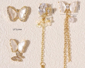 Butterfly Flower Zircon Nail Charm - 3D Nail Charms