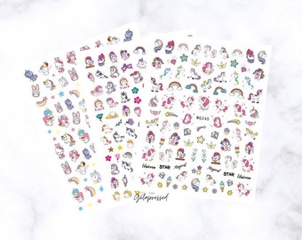 Colorful Unicorn - Nail Art Stickers