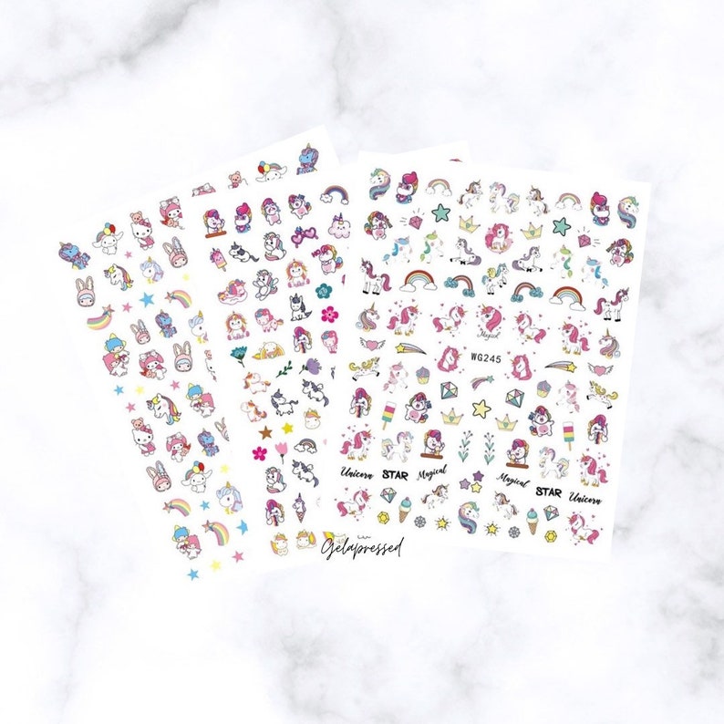 Colorful Unicorn Nail Art Stickers Etsy
