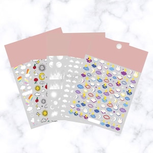 3D Sun Moon & Cloud - Nail Art Stickers