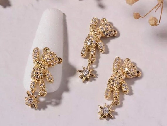 Mini Bear Zircon Nail Charm - 3D Nail Charms