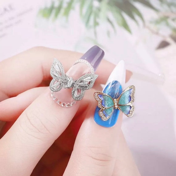 26pcs Butterfly Nail Charms, 3d Butterfly Nail Rhinestones With