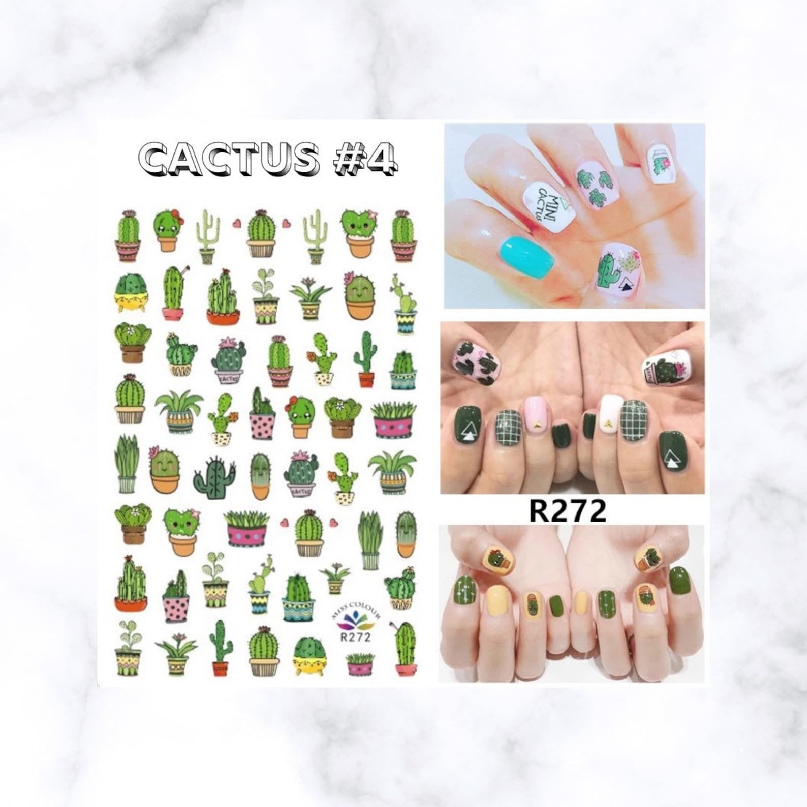 Cactus Nail Art Decals Stickers Etsy