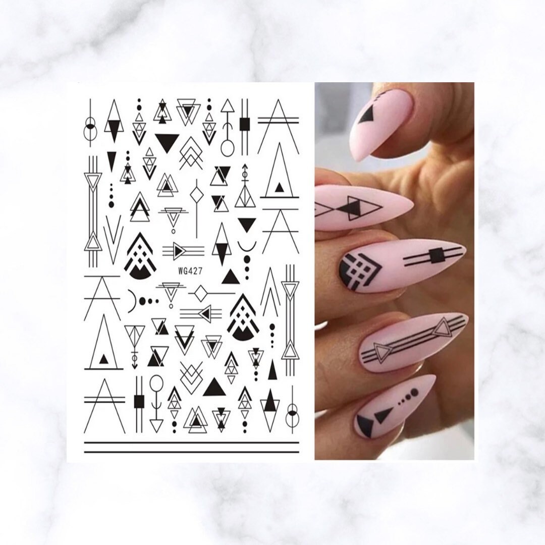 Black/White/Gold Geometric Chevron Nail Art Decals - Nail Art Stickers