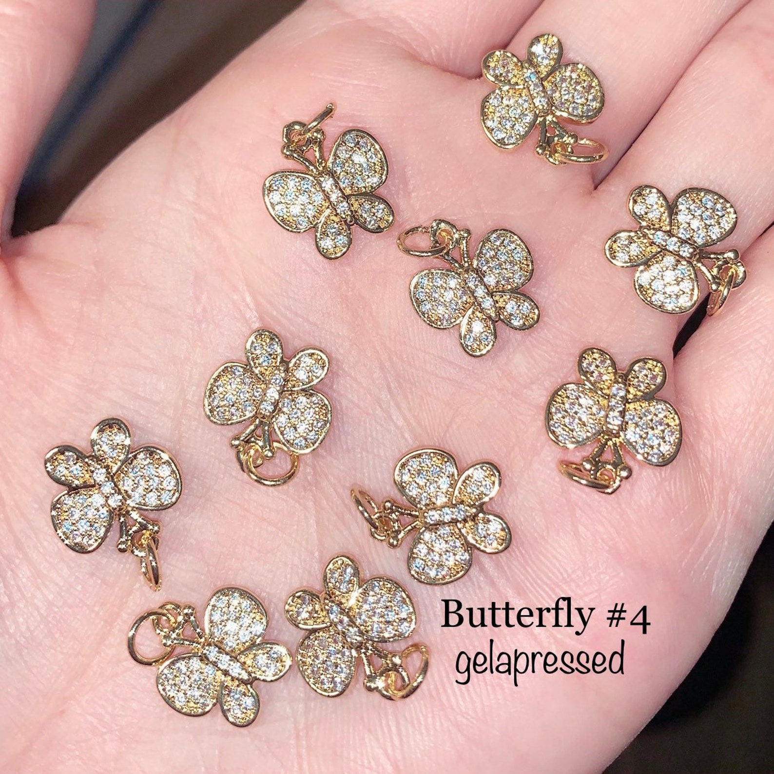 Butterfly CZ Dangle Nail Charms Etsy