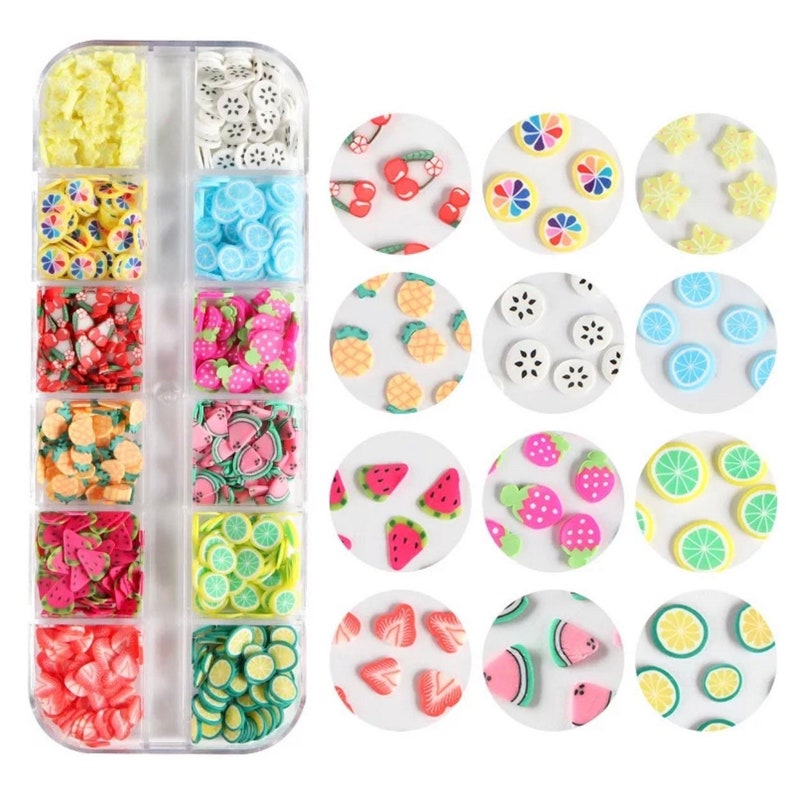 12 Pack Fruit Slices Polymer Clay Nail Art Etsy