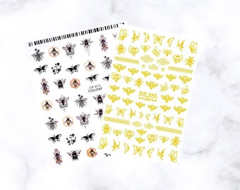 Bees & Nature Nail Art Decals - Stickers