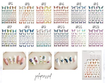 Split Holo Butterfly Nail Art Decals - Stickers