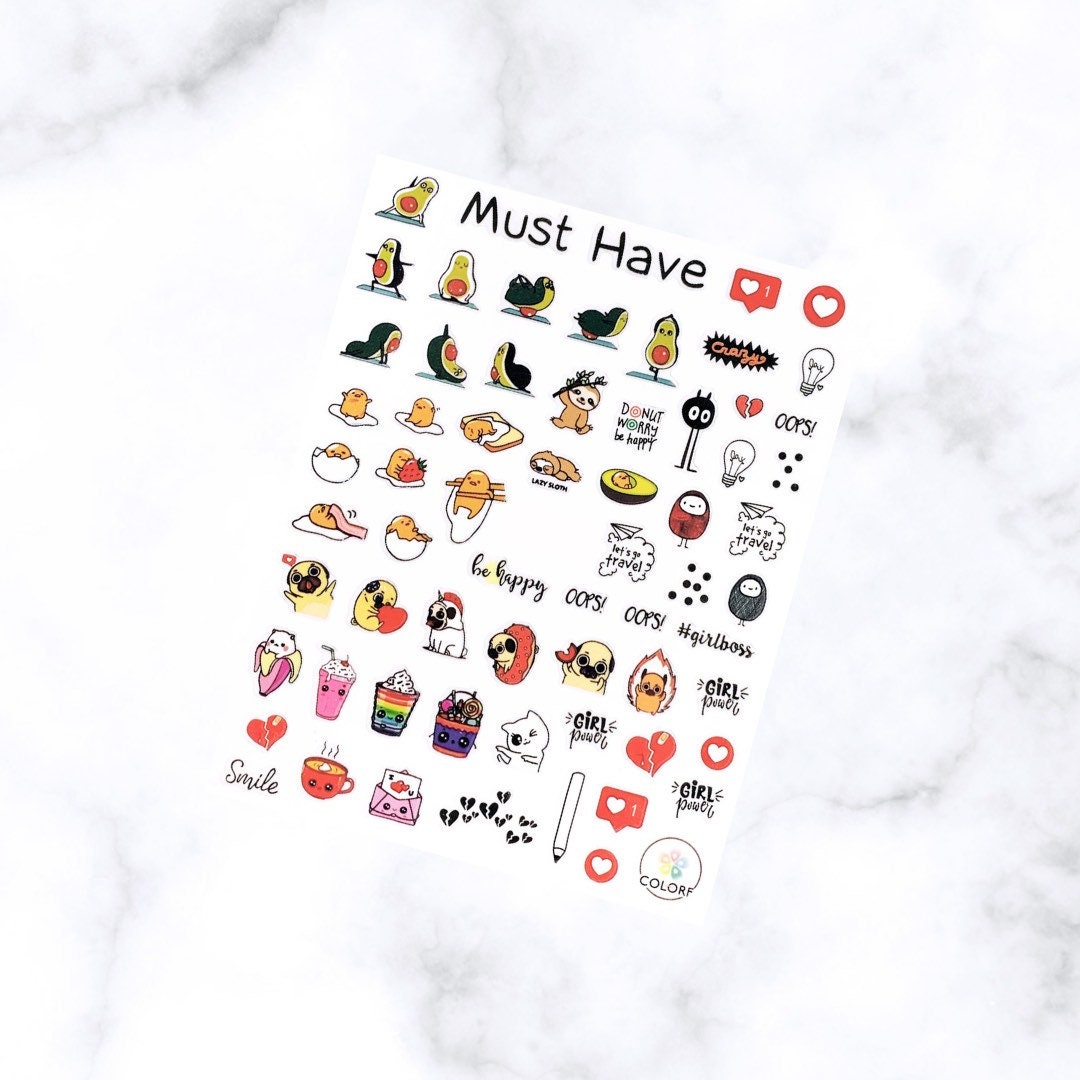 Kawaii Blend Nail Art Stickers - Nail Art Decals - Etsy