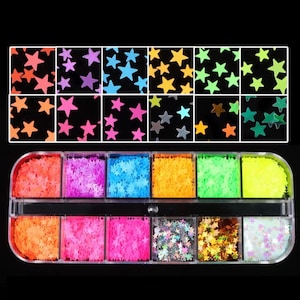 12 Pack 3-4mm Neon Star Sequins