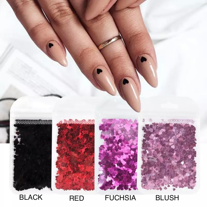Holo Heart Nail Art Sequins Multi Size Mix Etsy