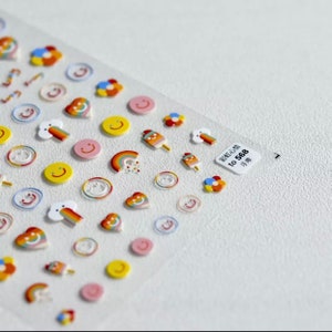 5D Smiley Fun Rainbow Nail Art Stickers