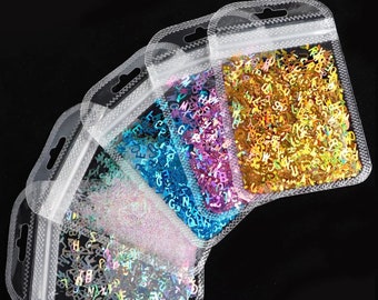 12 Pack or Single Letters Holographic - Nail Decals