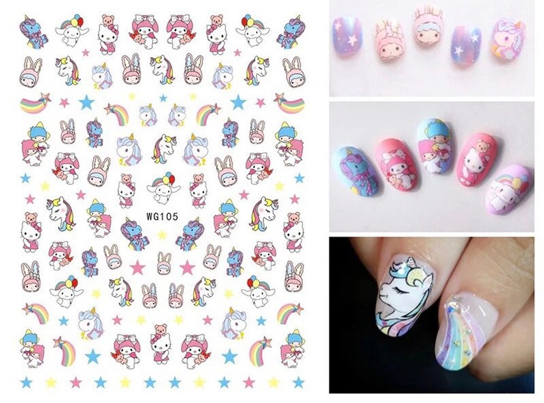 Colorful Unicorn Nail Art Stickers Etsy